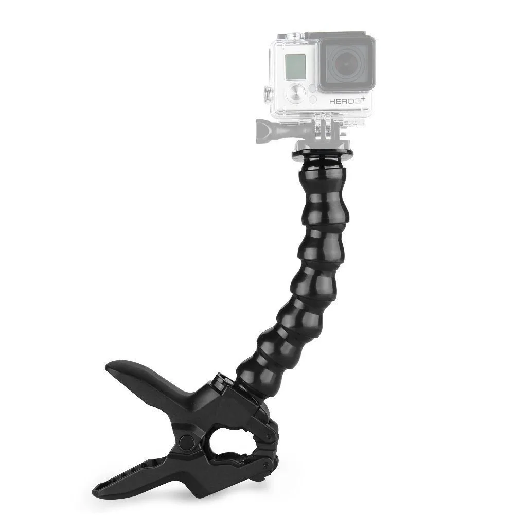 

Gooseneck Snake Jaws Flexible Clamp Clip Mount for Go Pro 10 9 8 7 6 5 4/3 + 3 2 Akaso,Dji Osmo, Action camera, Black