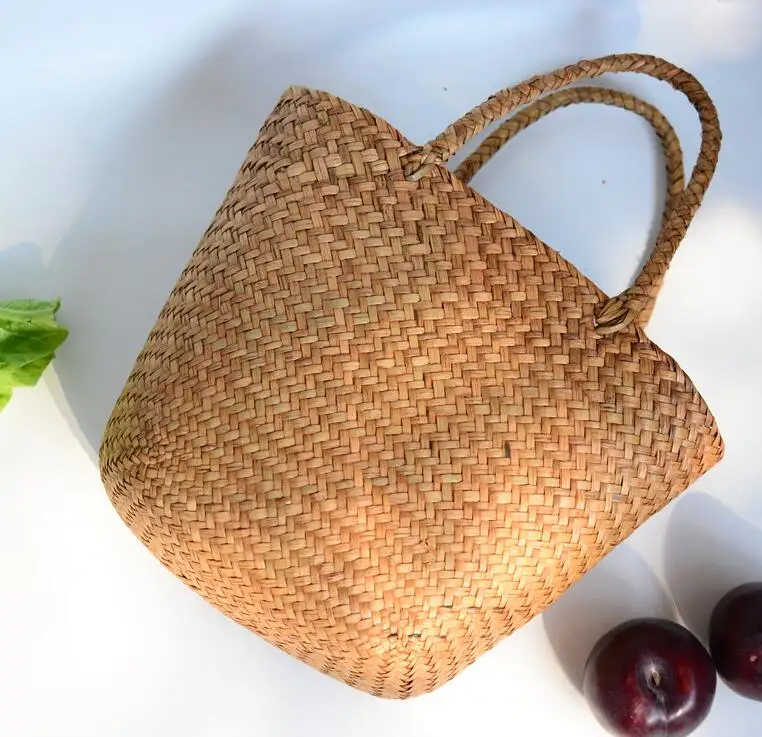 

2020 Casual Straw Bag Natural Wicker Tote Bags Women Braided Handbag For Garden Handmade Mini Woven Rattan Bags, As pictures