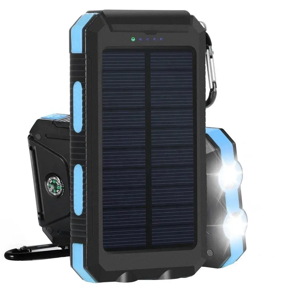 

waterproof mobile solar 20000mAh powerbank with logo with led lights