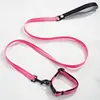 Custom stock training hand free running nylon fabric personalized pet leashes and pet collars