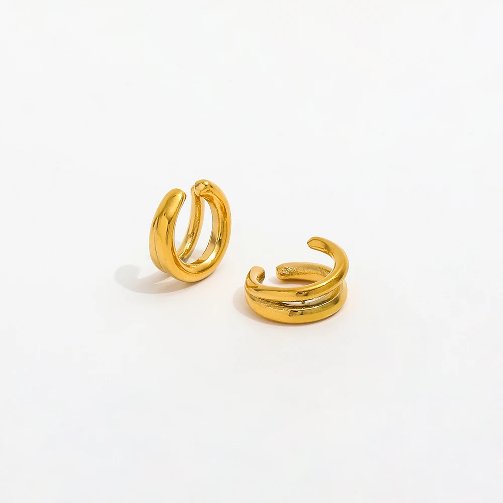 JOOLIM  High End 18K Gold Plated Stainless Steel Earring Cuff Gold Jewelry Wholesale Tarnish Free & Waterproof