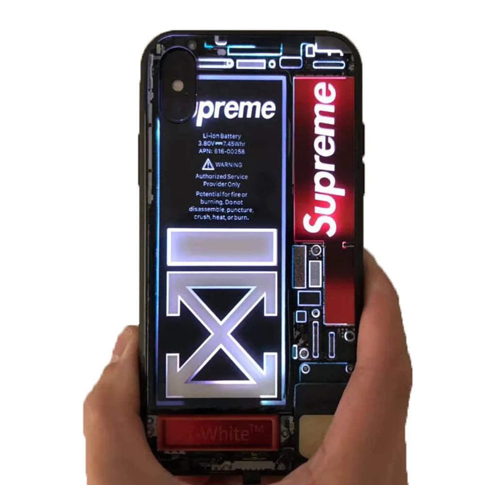 

LED Luminous Night Glow Light case for iPhone X Tempered Glass Phone case sublimation, Multiple