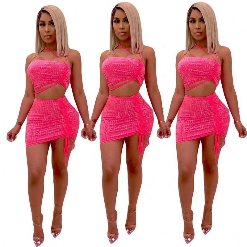 

new style irregular bodycon hot drilling women sexy club dress, As picture or customized make