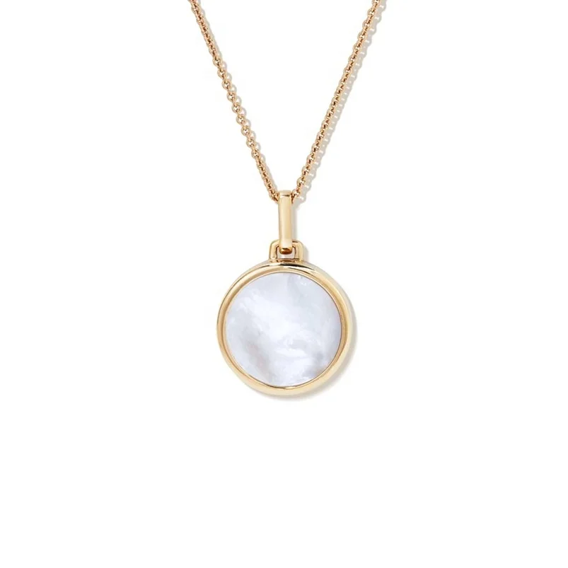 

classic design mother of pearl charms Round Locket 925 silver fashion necklace