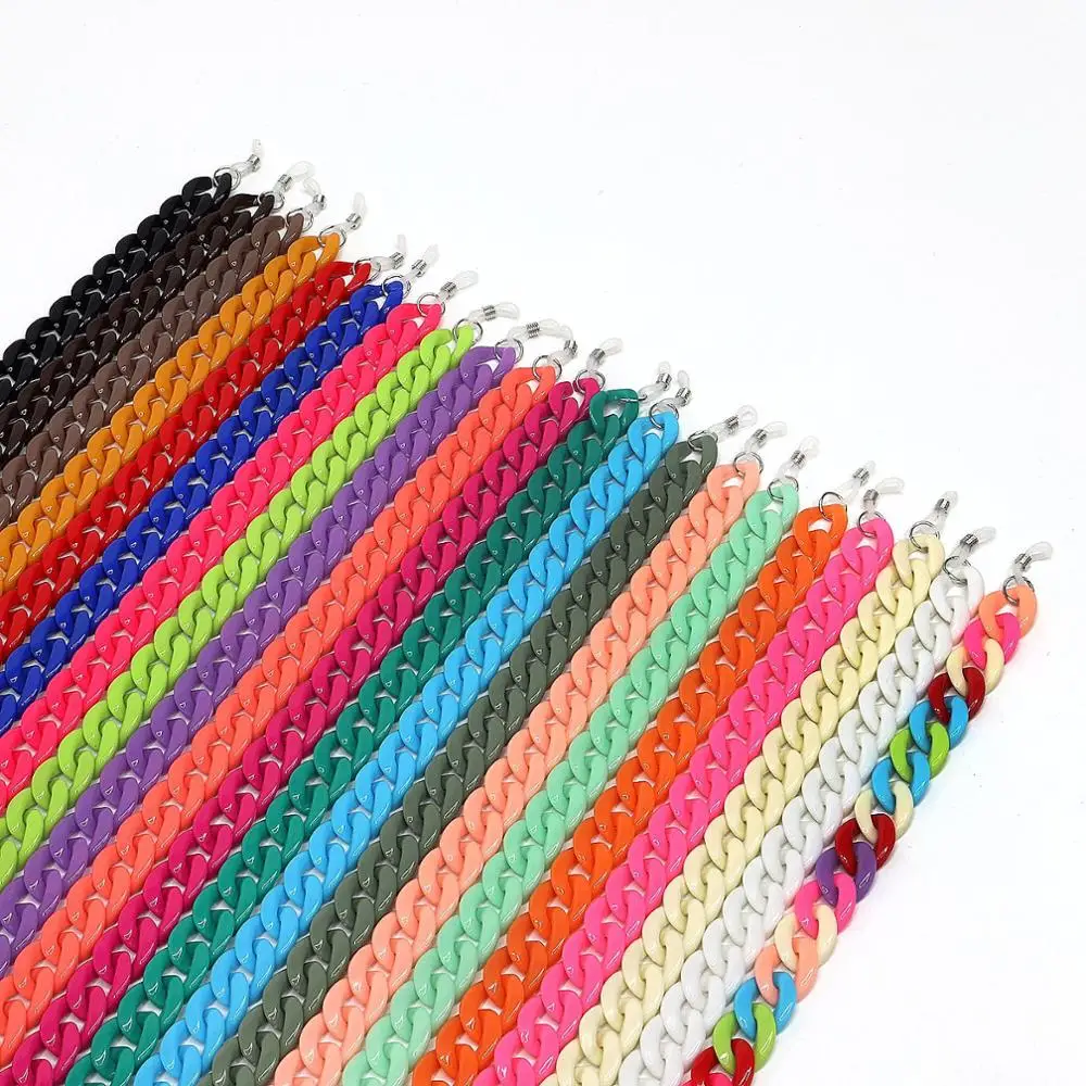 

Acrylic 35-color candy color monochrome multi-color concave modeling creative glasses cords and chains, 48 colors stock