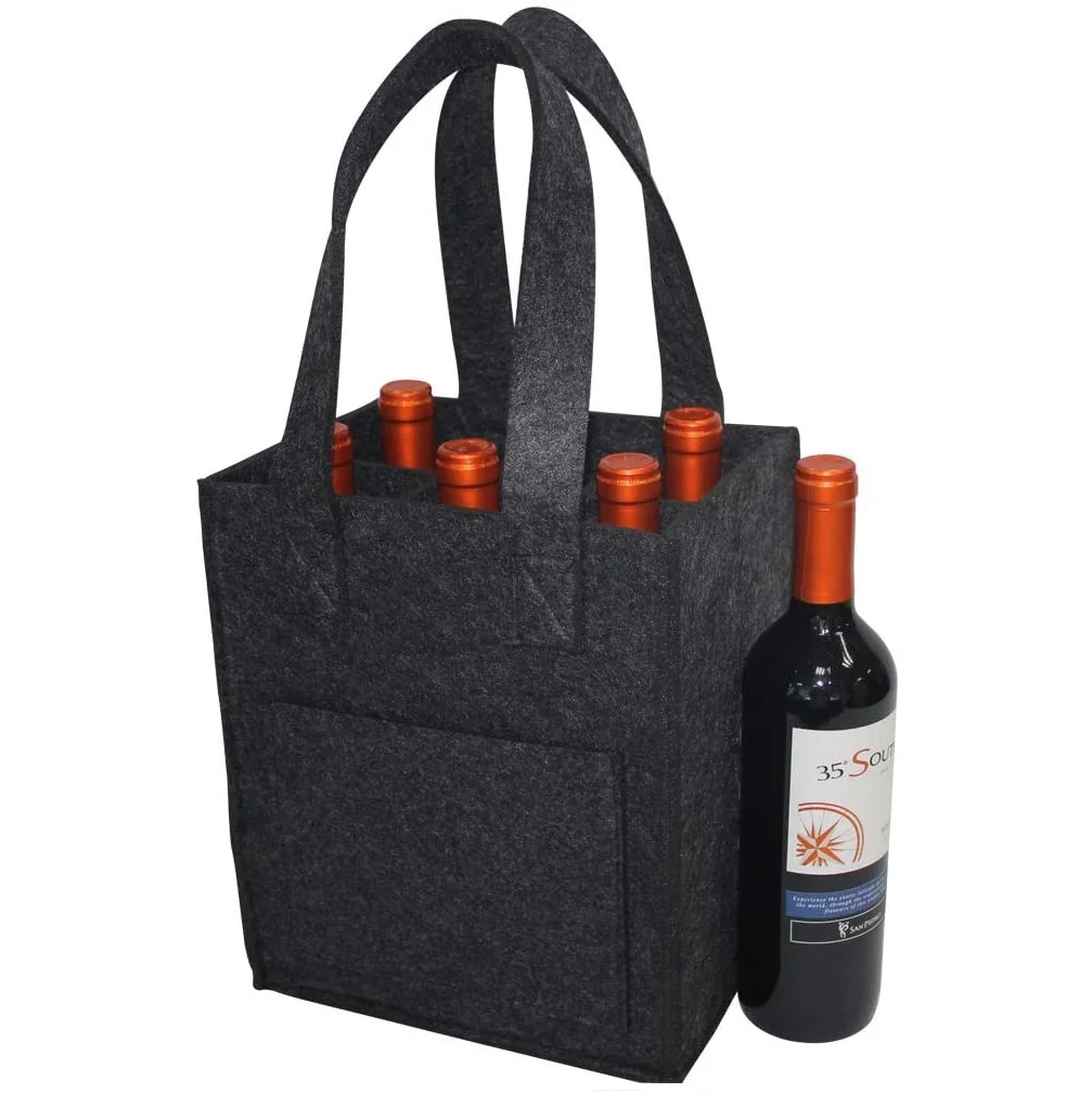 

non woven wine bag-felt bottle bag with 6 separate divider for bottles