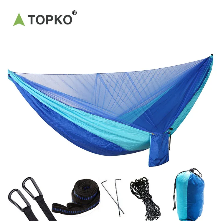 

TOPKO Hot Sell OEM Customization Folding Camping Hammock With Mosquito Net, Customized color