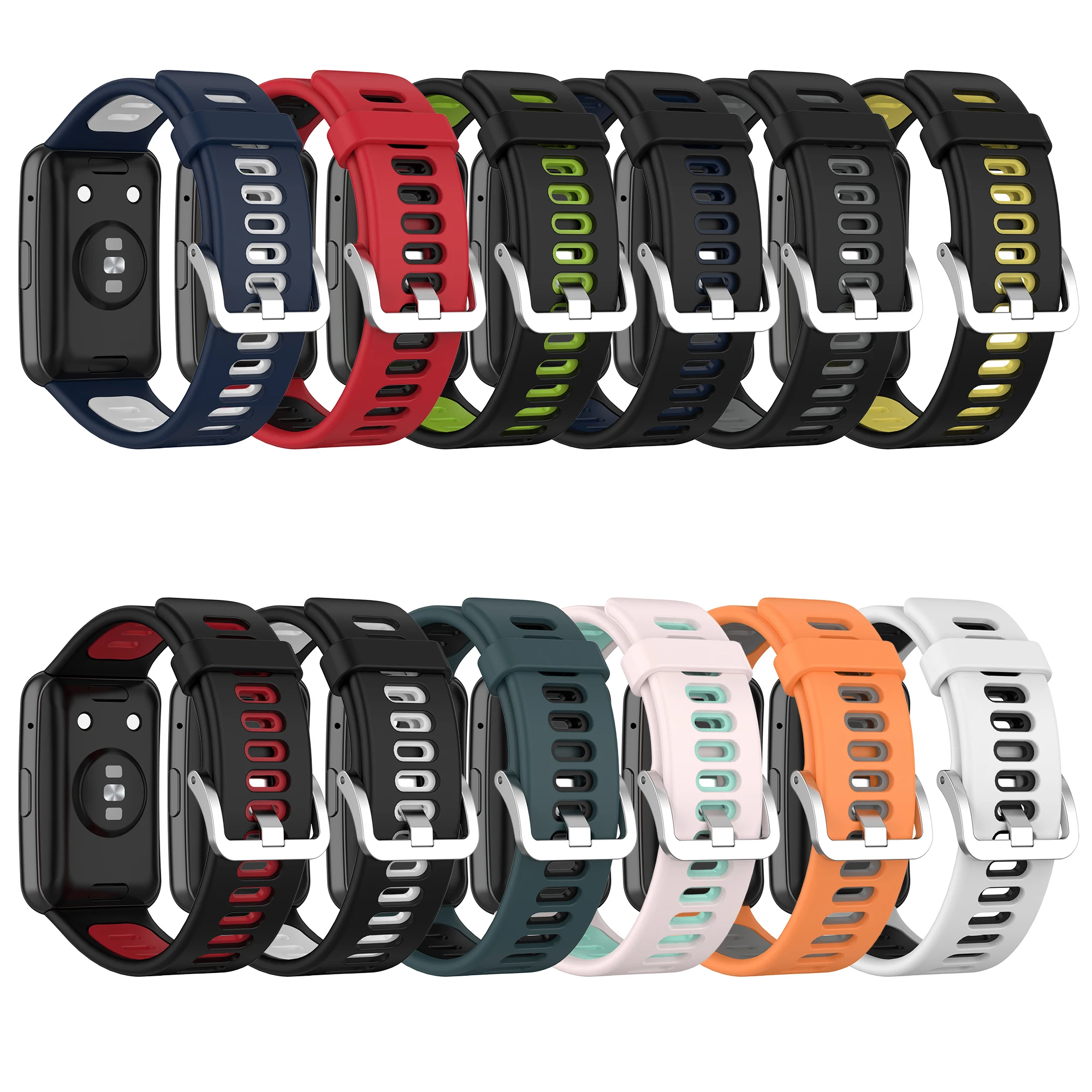 

New Arrival Double Color Silicone Replacement band for Huawei Watch Fit Strap