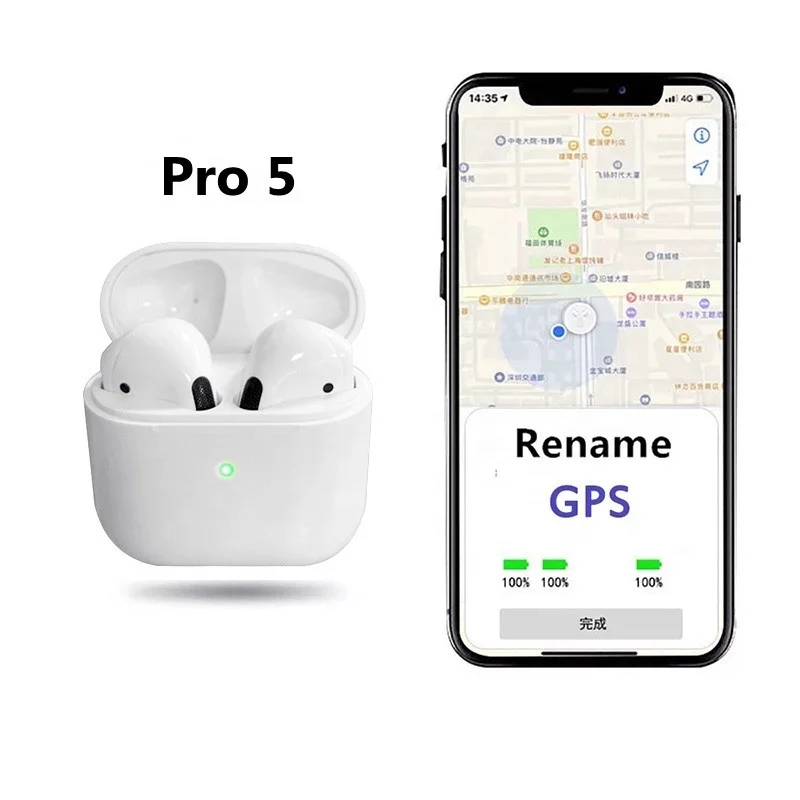 

Amazon Ebay Hot sale Air Pro 5 Earphone Support Rename GPS Wireless Earphones Pro 5 TWS Earbuds