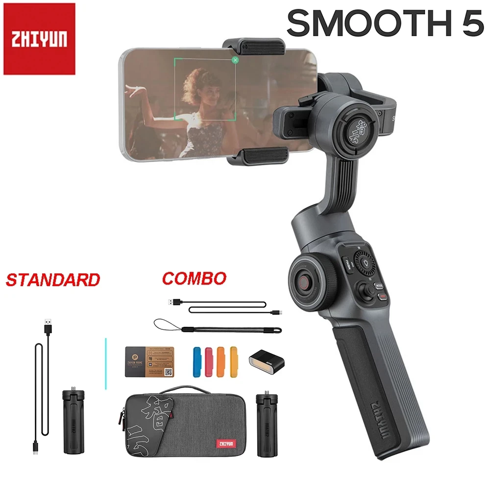 

ZHIYUN Smooth 5 Gimbal Phone Handheld Stabilizer 3-Axis Smartphone Gimbals for iPhone/Samsung/Huawei/Xiaomi/Oneplus