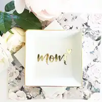 

Mothers Day Gift Unique Ceramic Square Mom Jewelry Ring Dish Girl Birthday Gift