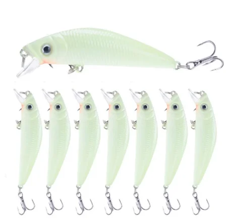 

3D Luminous Night Fishing Baits Minnow Lure With 6# Hooks Isca Artificial Hard Crankbaits Bass Pike Carp Fishing, Optional