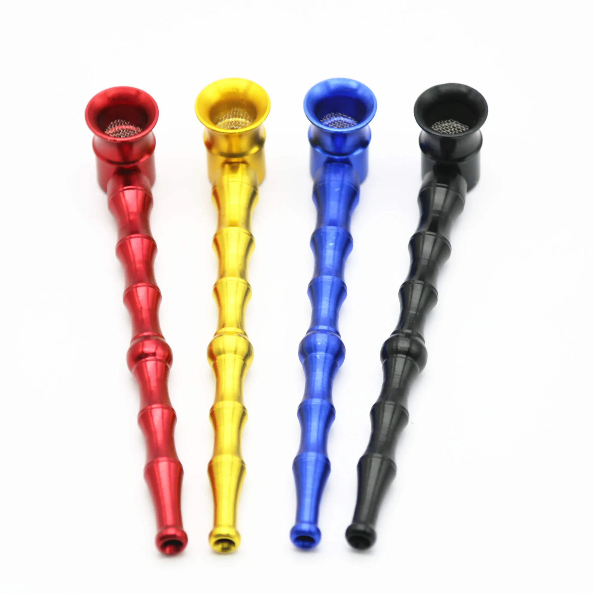 

Portable Metal Aluminum Chinese Bamboo Shape Smoking Tobacco Pipes for Weed length 128MM EKJ P0023, Red/blue/gold/black/silver