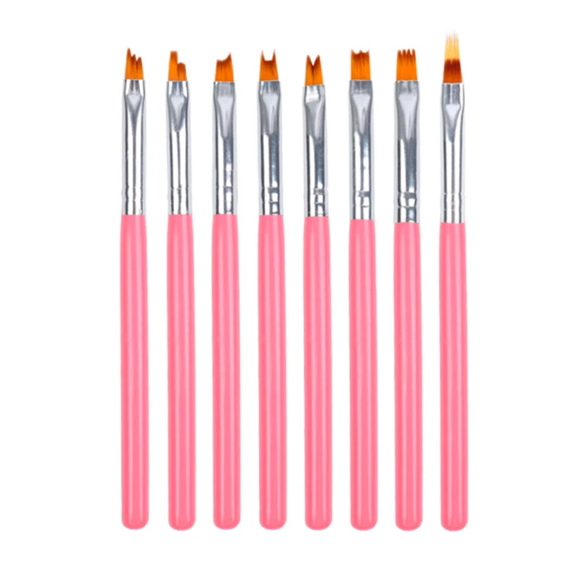 

8pcs wood handle nail liner polish brushes gel detail dust art flower brush nail brush set