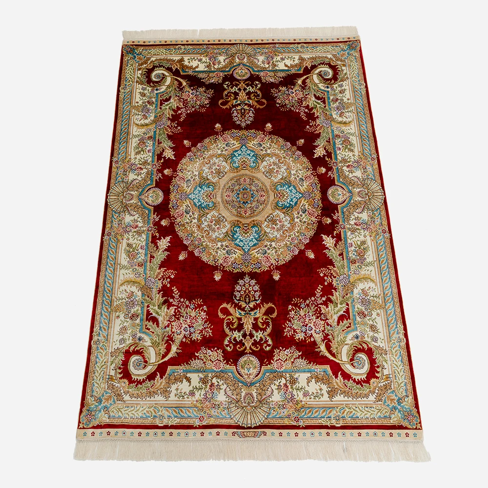

Yuxiang 4x6ft Luxury Custom Light Color Silk Carpet Persian Hand Knotted Rug from Nanyang Factory