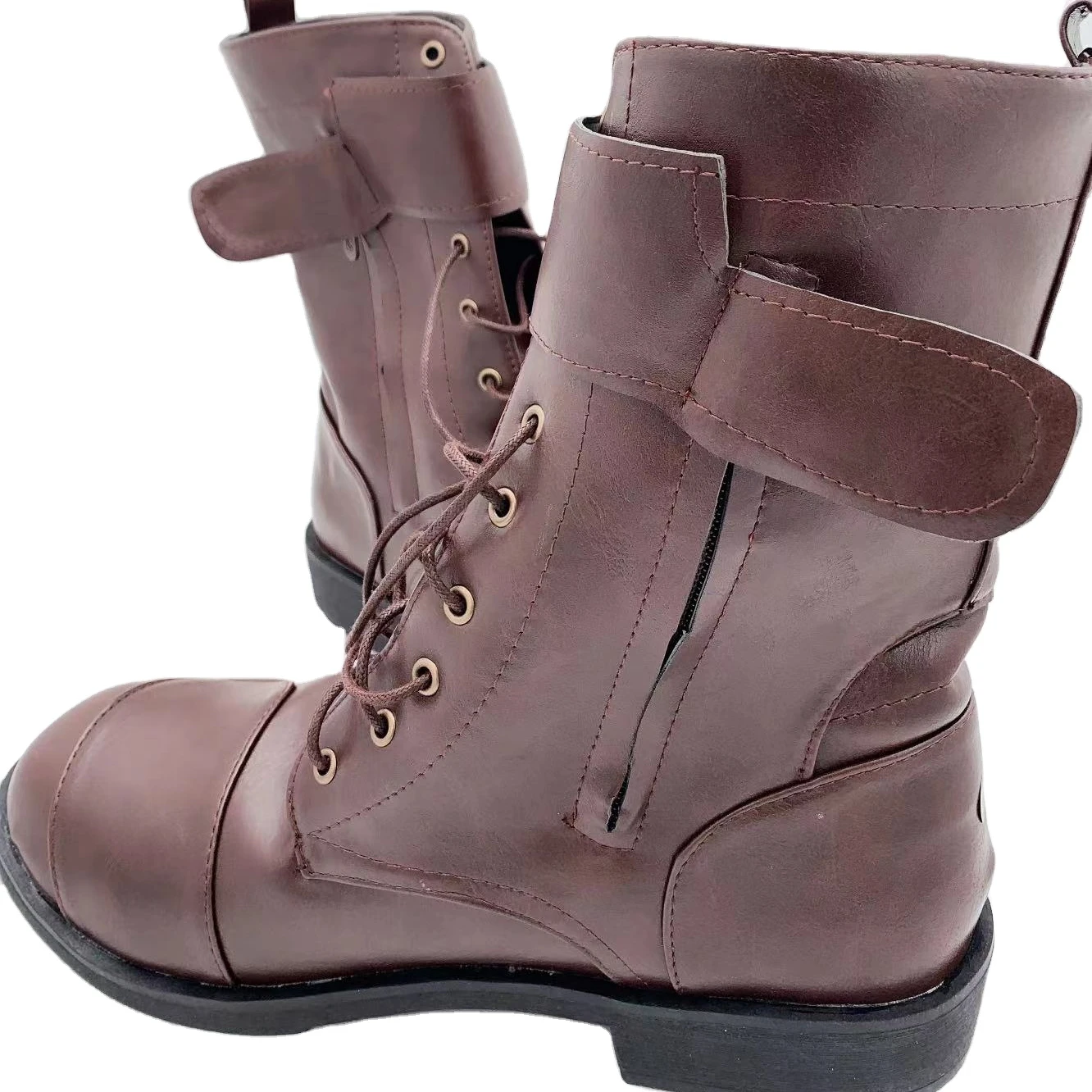 

Latest Autumn Winter Mid-calf Vintage Shoes Men's Retro Motorcycle Boots, Coffee/brown