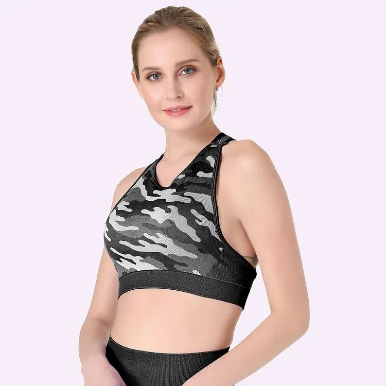 

Hot Selling Seamless Knitted Camouflage Yoga Splicing Mesh High Elastic Fit Sports Underwear