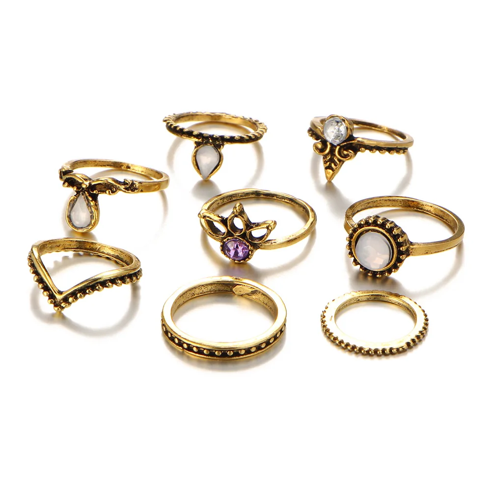

Hot selling Gemstone cofap piston rings geometric v ring set for girls, As pic