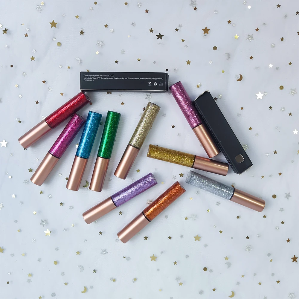 

No logo eyeliner glitter liquid 10 hot sell colors vegan liquid eyeliner set