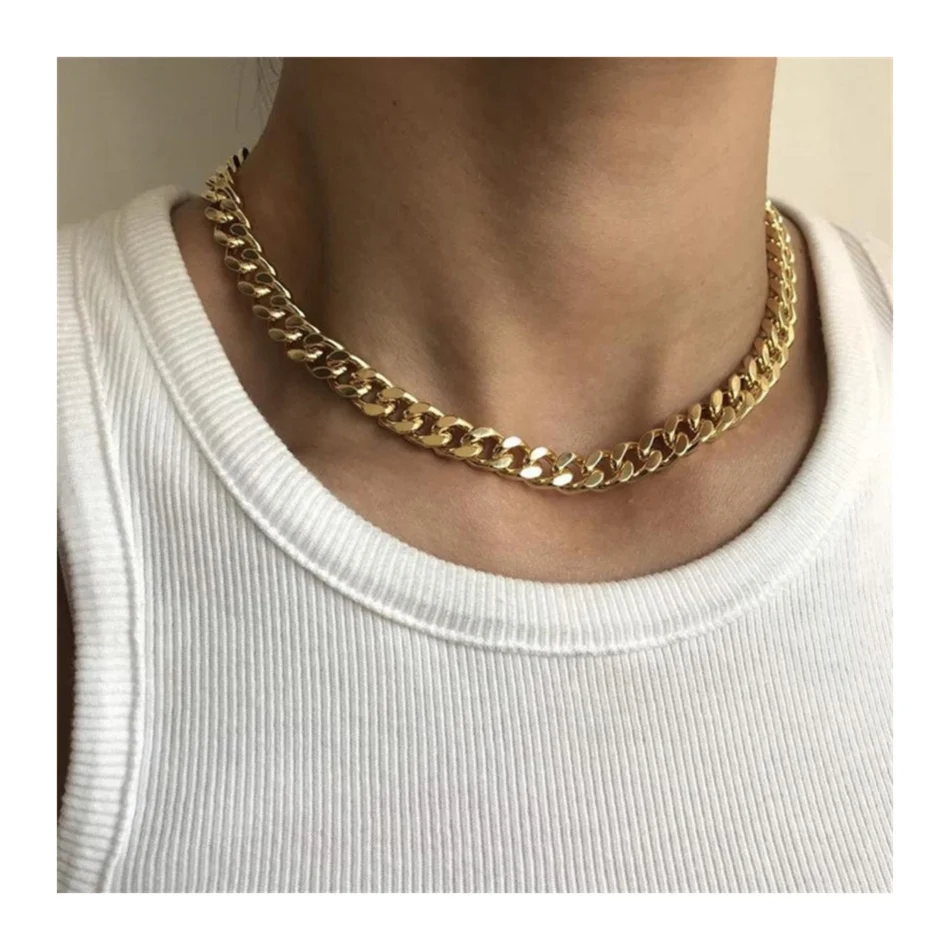 

Wholesale Custom Hip Hop Chunky Cuban Link Mens Miami Stainless Steel 14k Gold Plated Chain Necklace Cuban Link Chain Necklace, Silver/gold/rose gold