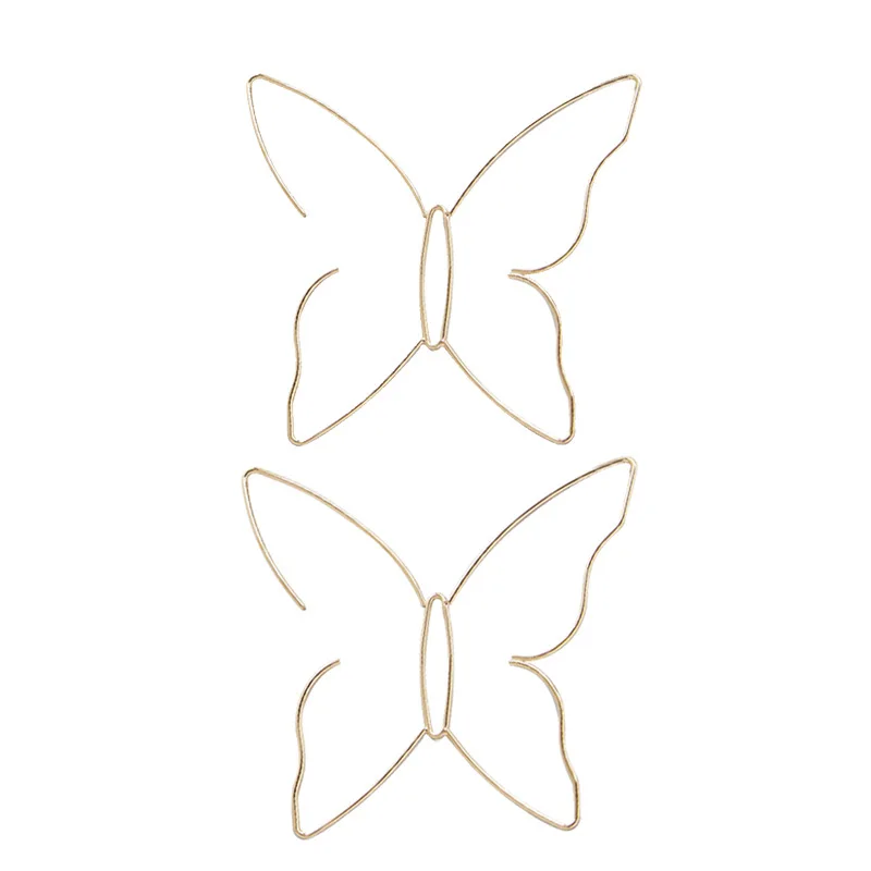 

Hot Sale Fashion Big Gold Plated Butterfly Lines Earrings For Women, As picture