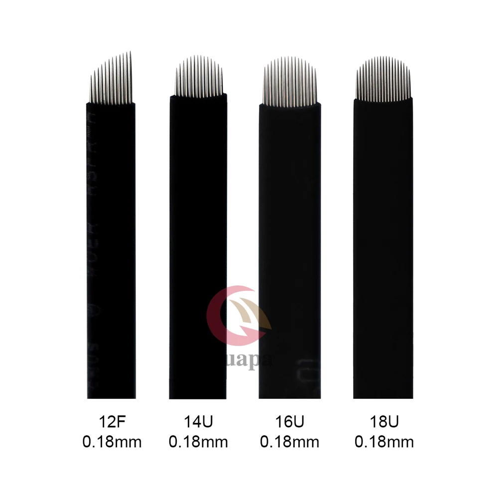 

Sterilized Black cover 0.18mm U12 U14 U16 U18 microblading Needles for eyebrow Permanent Makeup