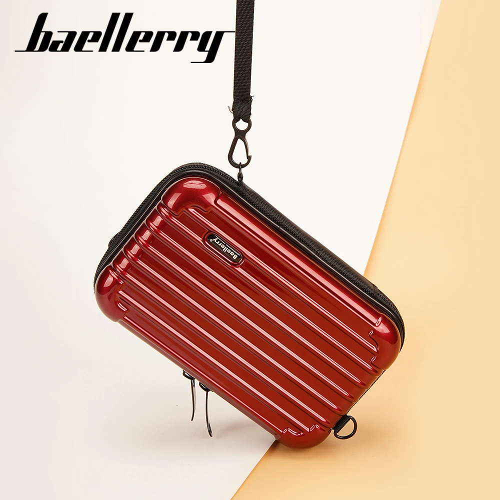 

Baellerry Small Luggage Bag Crossbody Suitcase Shape Totes Bag Fashion Candy Color Portable Travel Zipper Make Up Bag