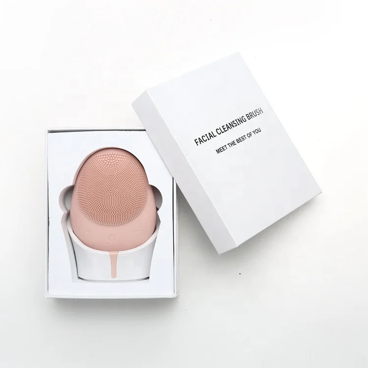 

Wireless waterproof facial cleansing brush electric new arrival private label mini silicone face brush, Pink,blue,yellow,purple or customized