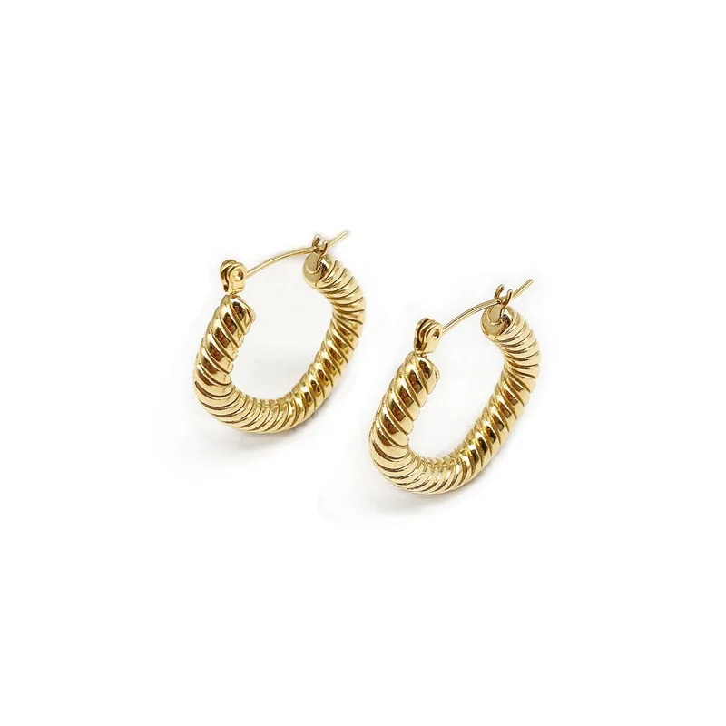 

Manufacturer custom stainless steel jewelry high quality guangzhou jewellery 18k gold plated Twisted earring for women