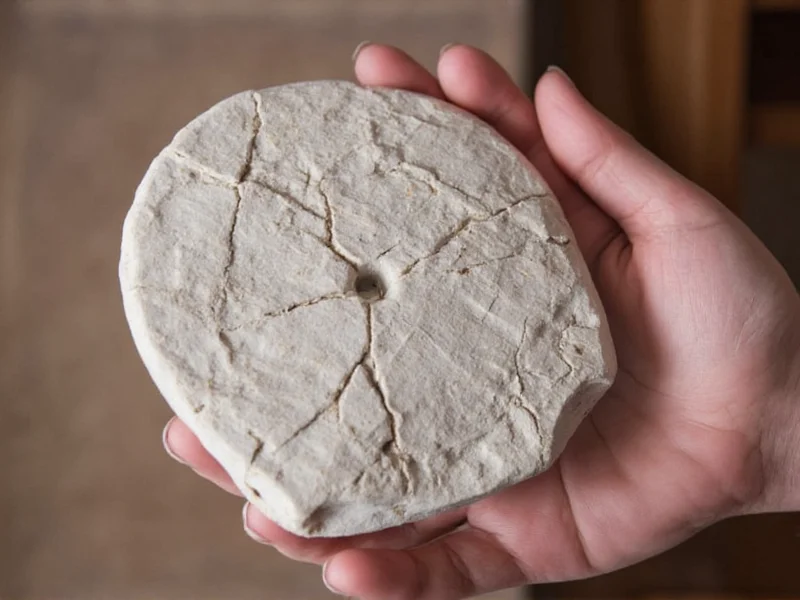 Hand holding imperfect ceramic piece transformed into art