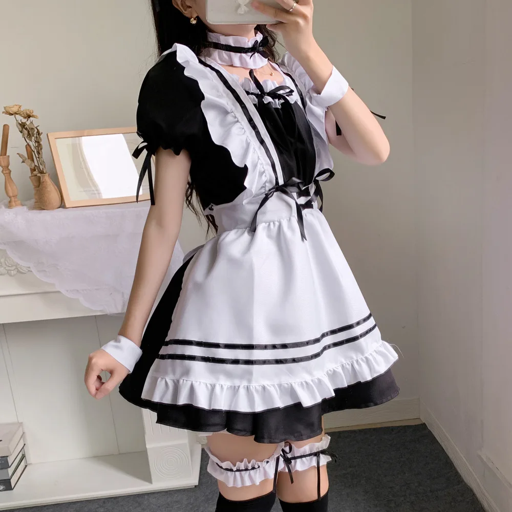 

Plus Size Black Cute Lolita Maid Costumes Girls Women Sweet Lovely Maid Cosplay Dresses Uniform Japanese Anime Outfit Clothing