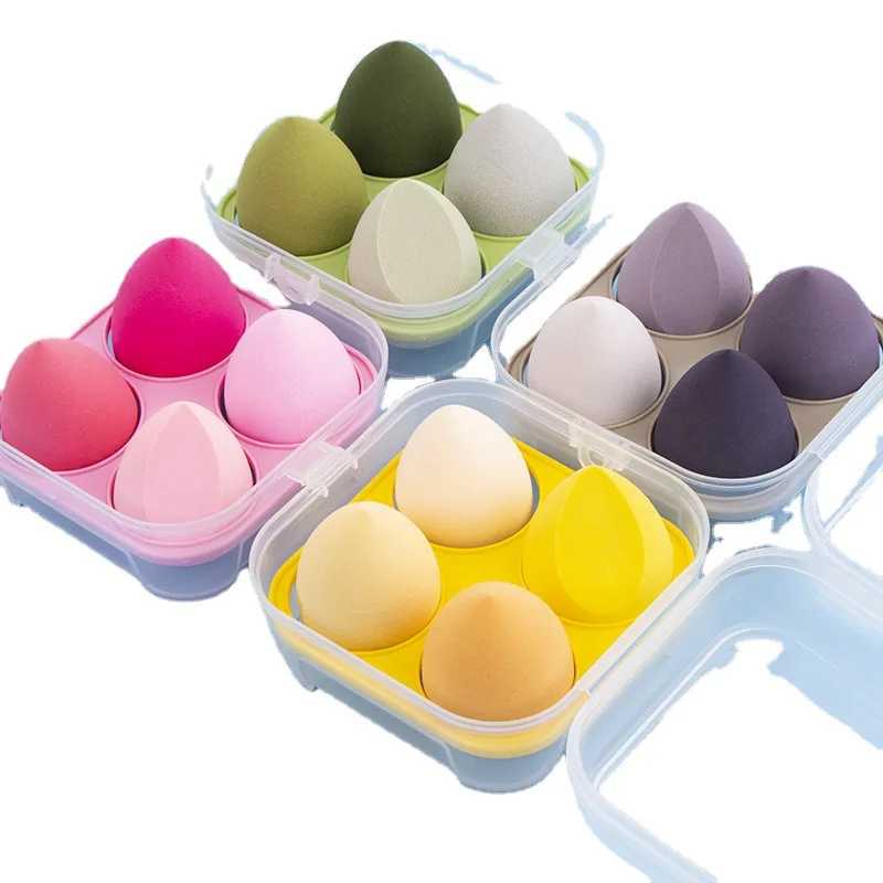 

Beauty Facial Foundation Blending 4PCS/Box Beauty Sponges Set With Egg Box, Purple,pink,yellow,green,orange