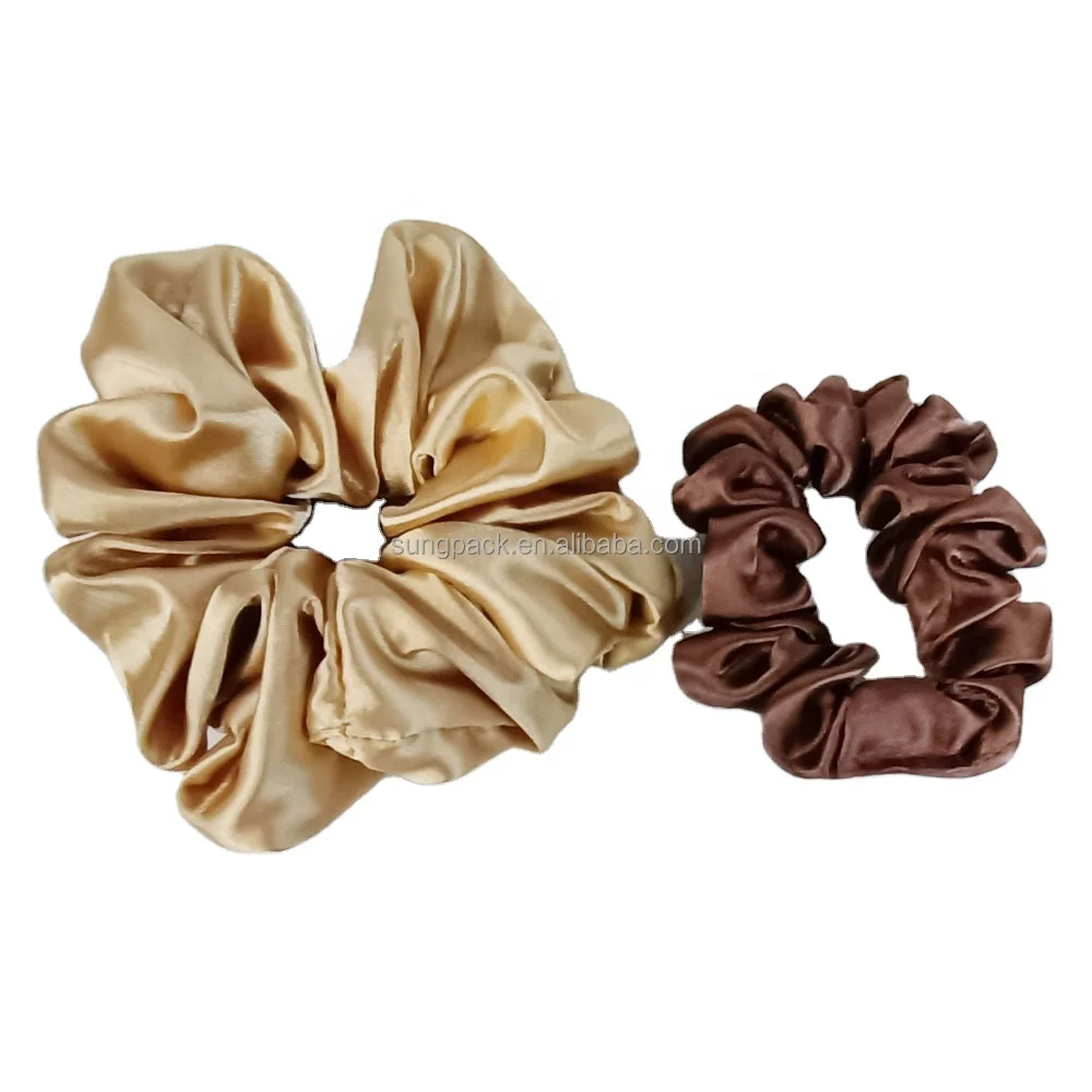 

100% Silk Satin Scrunchies Elastic HairBand Ponytail Wraps Salon Hair Accessories, Customized