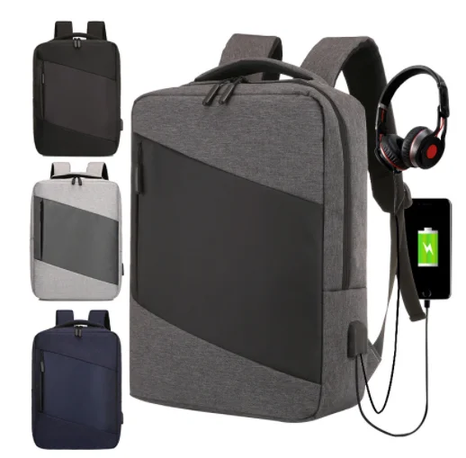 

2022 customized USB charging business waterproof sports laptop backpack bags with logo, 3 colors or customized