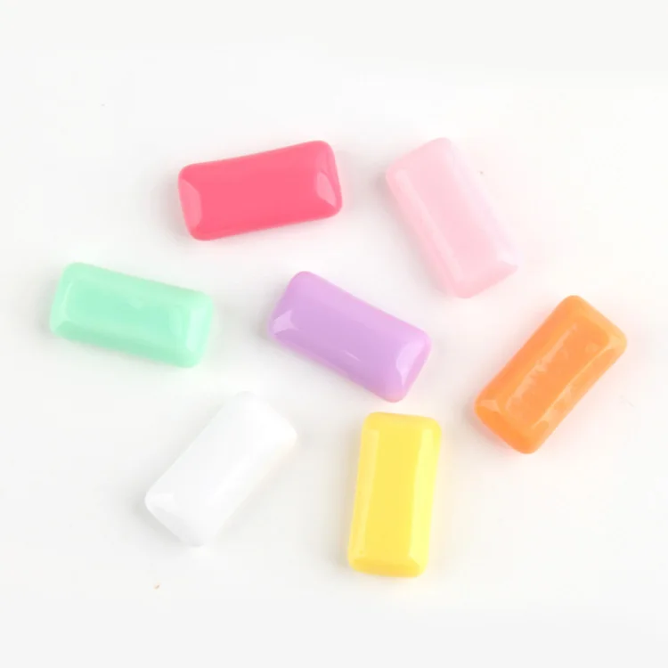 

hot sale colored rectangle artificial chewing gum design flat back resin candy cabochon for diy craft