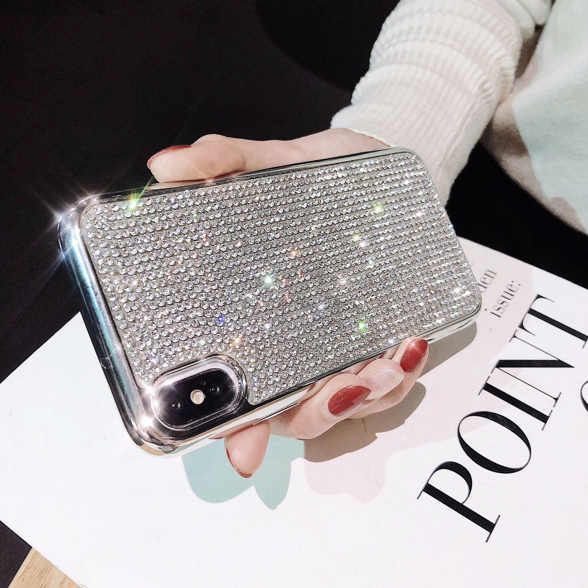 

Glitter Crystal Phone Case For iPhone 13 12 mini XR 11 Pro XS MAX Back Cover for iPhone 7 8 Plus X Coque Bling Gradient Fundas