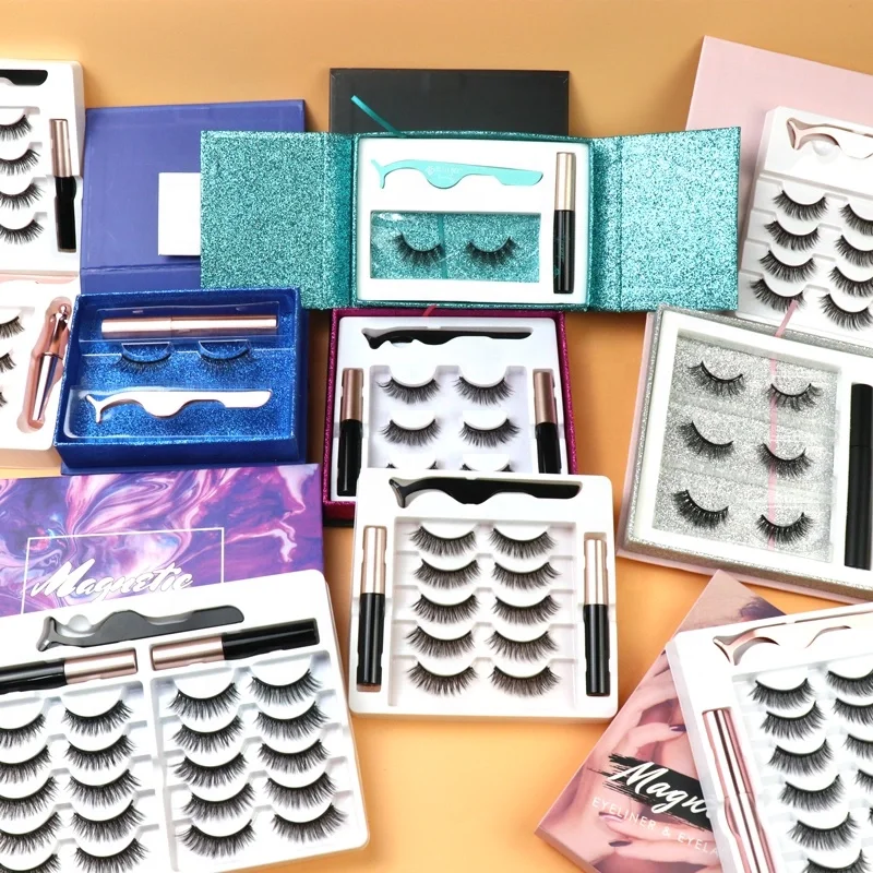 

2021 New styles top quality 3D magnets powerful 10 pairs silk false synthetic magnatic magnetic eyelashes