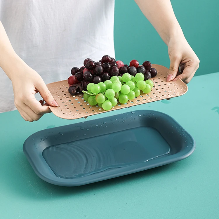 

A3559 Nordic Drawing Room Snack Basket Tabletop Food Storage Candy Tray Double Layer Fruit Drain Dish