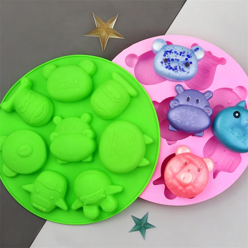

Silicone Animals Round Cooking Molds, Pink/green