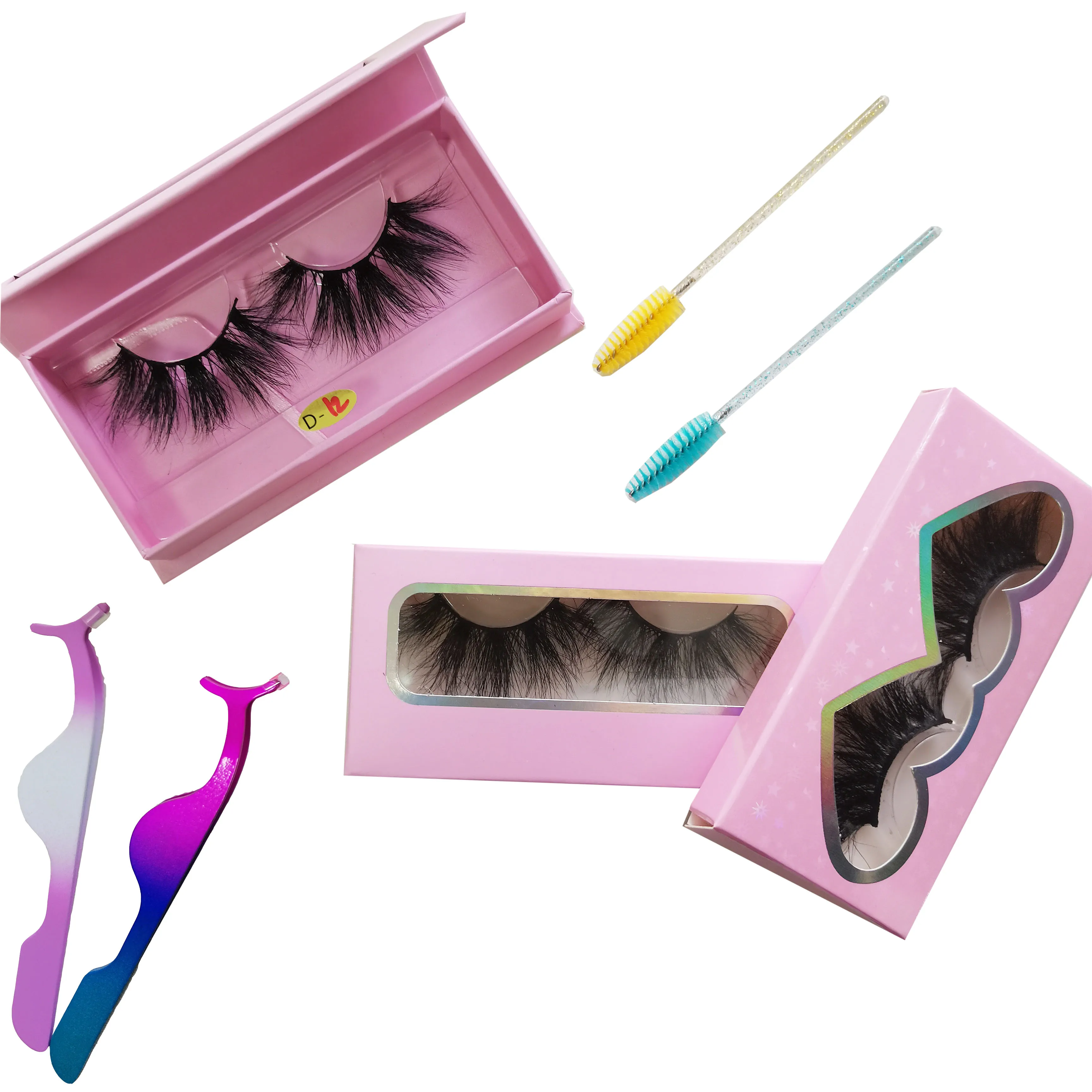 

2021 Cheaper mink eyelash lashes3d packaging box private label vegan eyelash lashes fluffy 5d mink eyelashes, Black