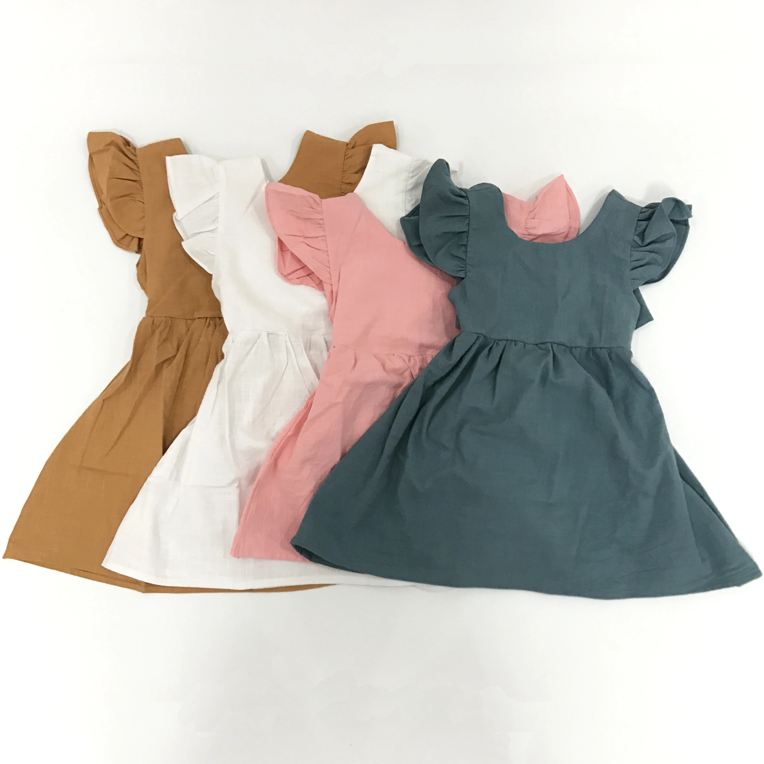 

2021 Summer 4 Color Girls Dress Kids Fly Sleeve Princess Dress Pageant Gown Wedding Birthday Party dress, Shows