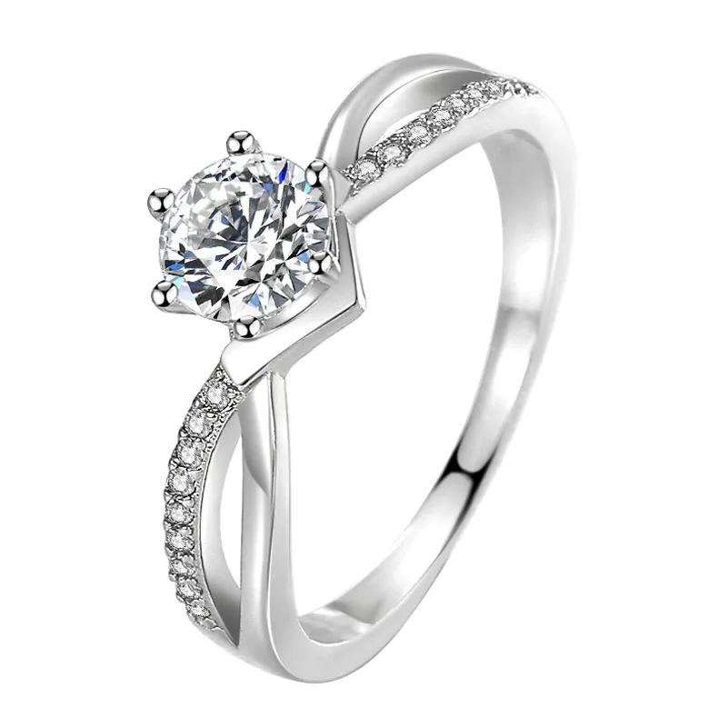

Winter christmas star 60 Diamond Classic Romantic ring courtship diamond ring gem proposal banquet women's wedding ring, White