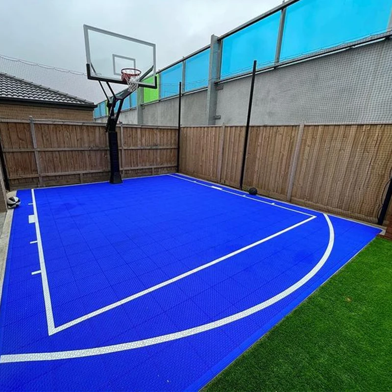 

Customized logo 20x20 feet 400 pcs backyard court garden floor interlocking outdoor sport tiles