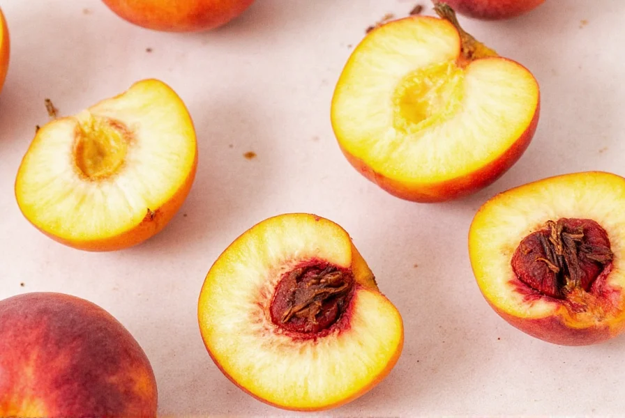 Glass jars filled with spiced peaches on a shelf
