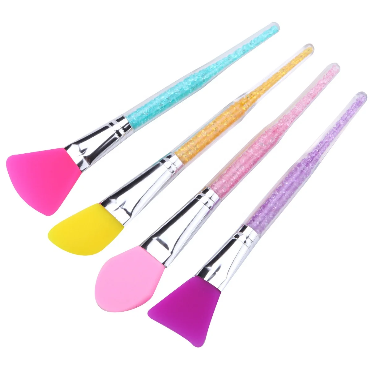 

DIY Mask Champagne Gold Wood Handle Round Silicone face mask brush, Multi colors