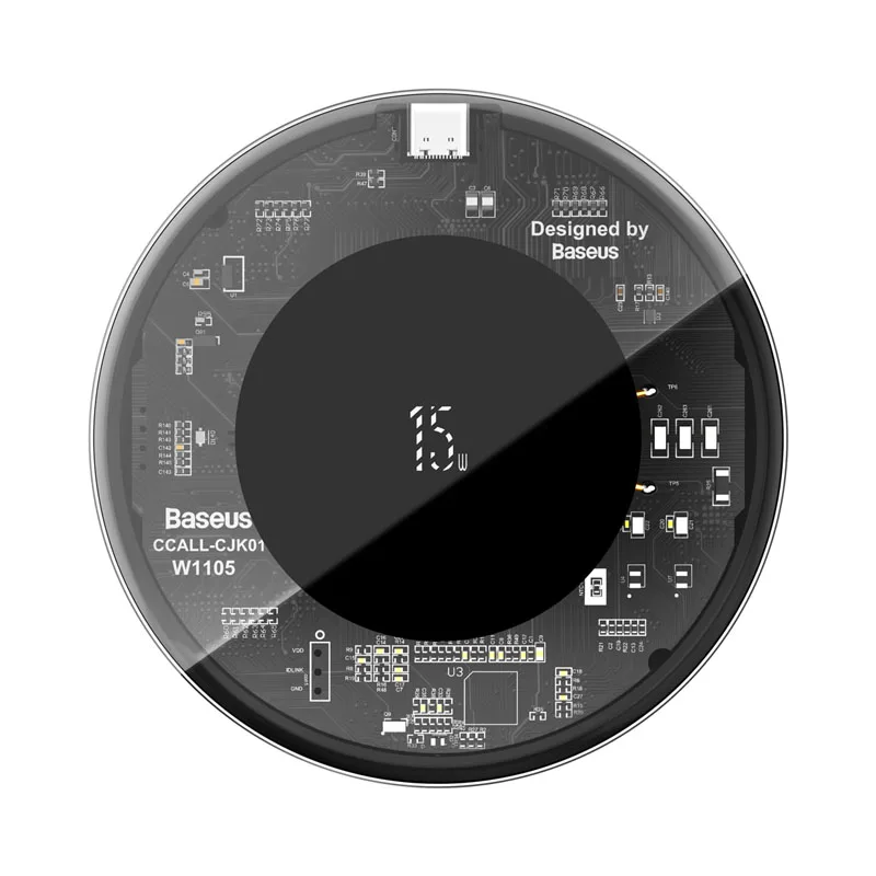 

10W Qi universal Glass Transparent Panel Wireless Charger With LED Light Mobile Phone Fast Wireless Charging