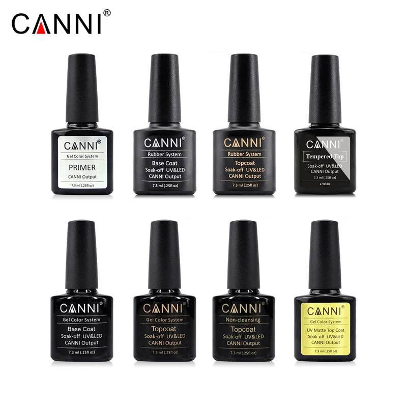 

CANNI 7.3ml Full series Nail Art Gel Polish Acrylic Primer Soak off Rubber Base Foundation No Sticky Layer Non-cleansing Topcoat