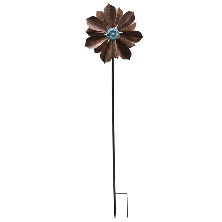 

Copper Flowers Garden Ornament Metal Windmill Garden Spinner Kinetic Art Wind Spinner Garden