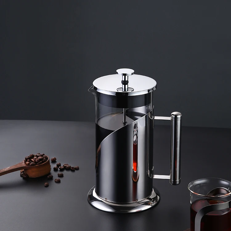 

1000ml Manual Materials High Boroilicate Glass French press Coffee maker Tea Set With Lid, Silver