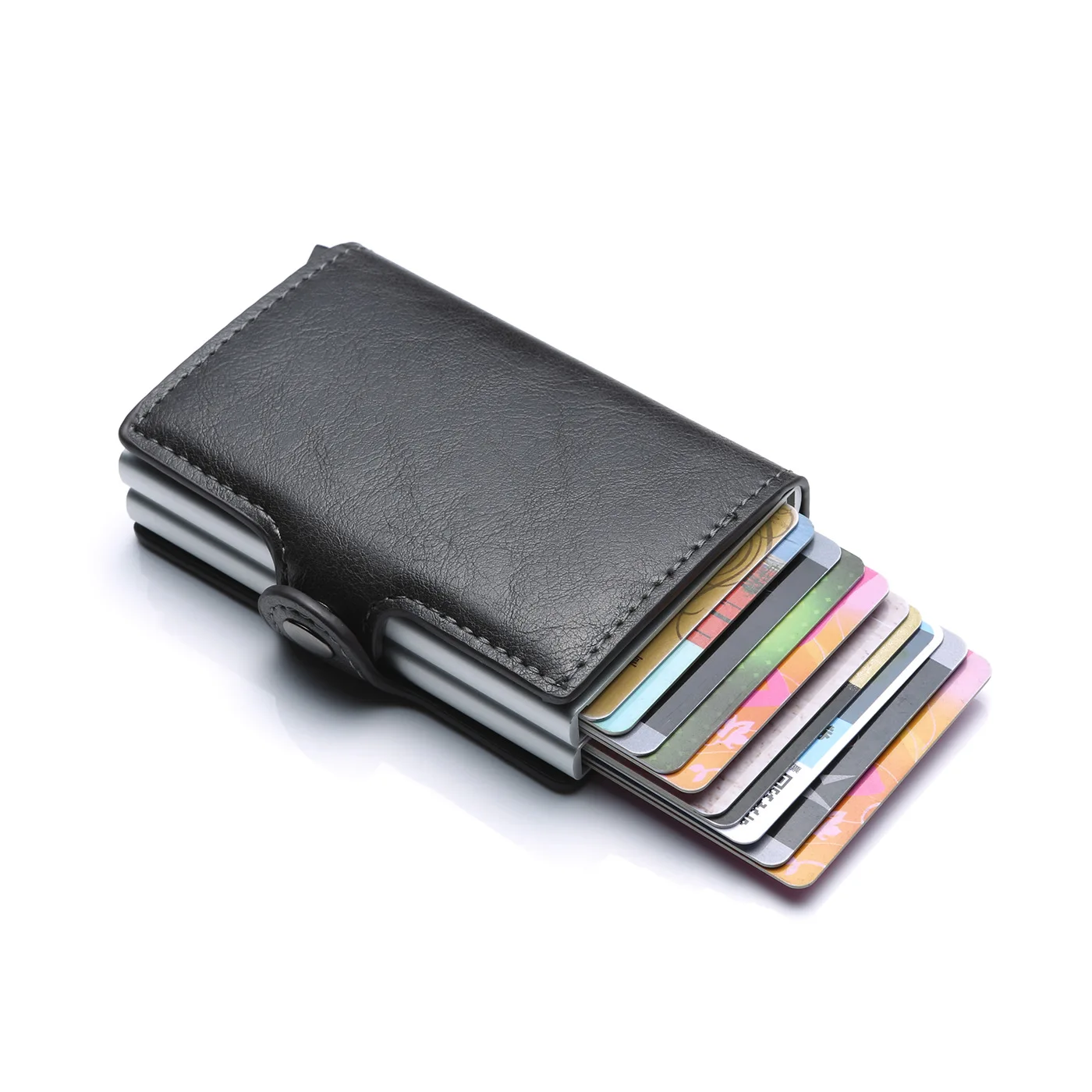 

RFID Protection Block Automatic Popup Bank,Credit,Business,ID Card Holder Case wallet purse Double box large capacity, Various colors available